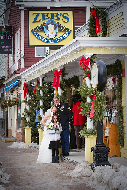 NH Winter Elopement at Zebs General Store